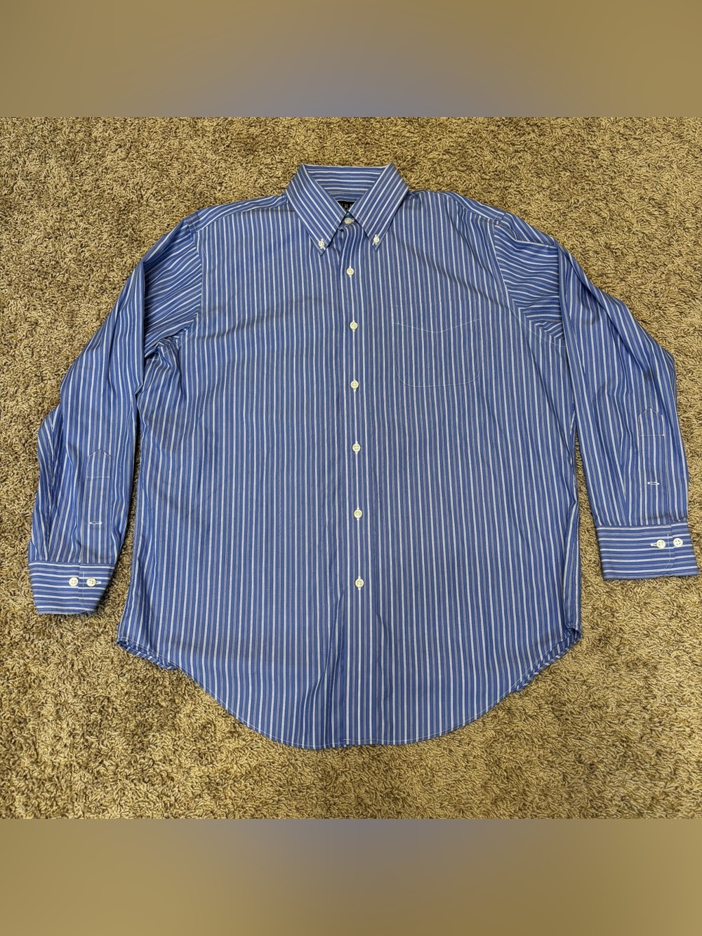 Ralph Lauren Blue/White Striped Button-Down Dress Shirt mens 16 32/33 no-iron